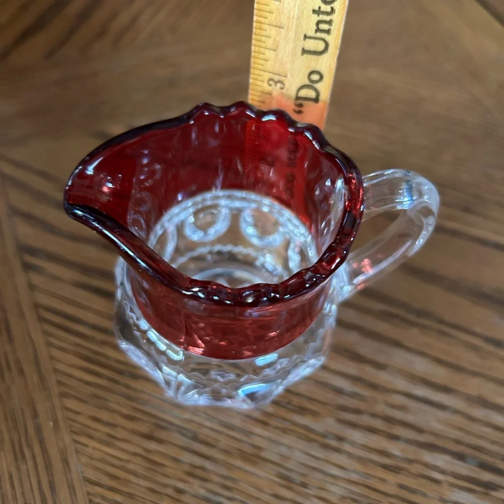 Antique Ruby Thumbprint Kings Crown Footed  Creamer